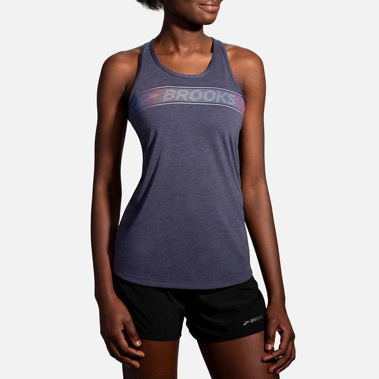 Brooks Distance Graphic Running Tank Top - Women's - Grey (08934-KOCU)